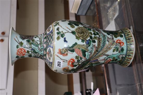 A large Chinese famille verte phoenix vase, Republic period, H. 43.5cm